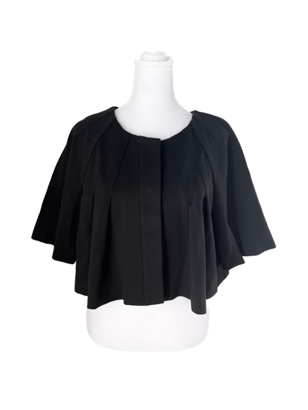 Theory Loreya Stadium Lite Black Cropped Pleated Cape Jacket Sz M NWT $285